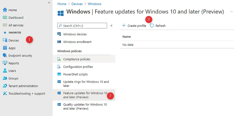Endpoint Manager – Feature updates for Windows 10 and later (Preview)